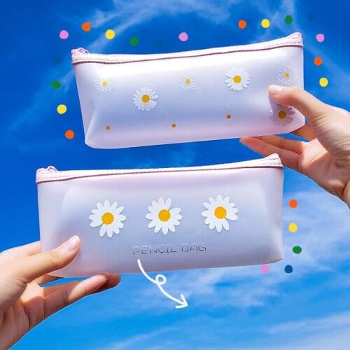 Countryside Daisy Flower Floral Pencil Pen Case Girls Kawaii Pencil Case Box Pen Pouch Coin Purse Pouches Cosmetic Makeup Bag