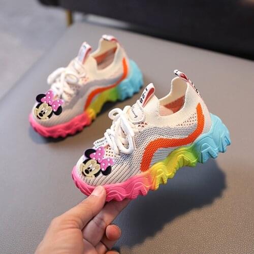 Disney Mickey mouse childrens shoes new fashion flying woven casual shoes colorful sneakers baby shoes summer mesh single shoes