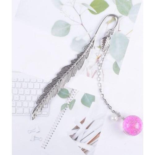 For Crystal Pendant Bookmark Metal Leaves Chinese Style Bookmark Flower Pendant Bookmark Dried Gift Stationery School