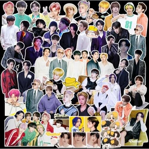 K-POP 100PCS/SET Bangtan Boys Stickers Butter JUNG KOOK JIMIN JIN SUGA J-HOPE DIY Cartoon Stickers Home Decor