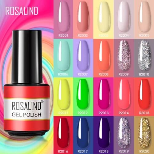 ROSALIND Nail Polish 7ML Pure Glitter UV Gel Hybrid Varnish All For Manicure Semi Permanent Soak Off Gel Lacquer Nail Art Design