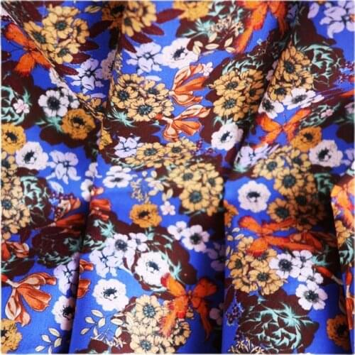 Width 57" Retro High-Density Fashion Floral Printed Cotton Fabric By The Half Yard For Dress Shirt Childrens Wear Material