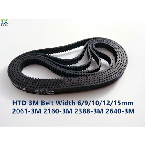 HTD 3M Timing belt C= 2061 2160 2388 2640 width 6/9/15mm Teeth 687 720 796 880 HTD3M synchronous 2061-3M 2160-3M 2388-3M 2640-3M