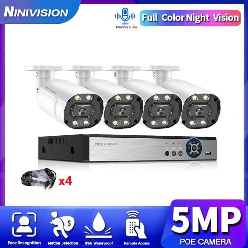 Ultra HD 4K 4CH NVR Kit Two way Audio CCTV Camera Security System 5MP CCTV System IR Outdoor Night Vision Video surveillance Kit