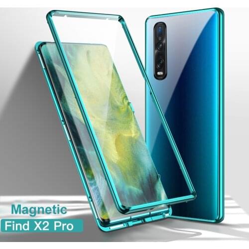 Magnetic Metal Case for OPPO Find X2 Pro Cases Realme X2 Pro X50 Double Tempered Glass Coque Reno 2 3 Pro 5G XT K5 Ace Case Euti