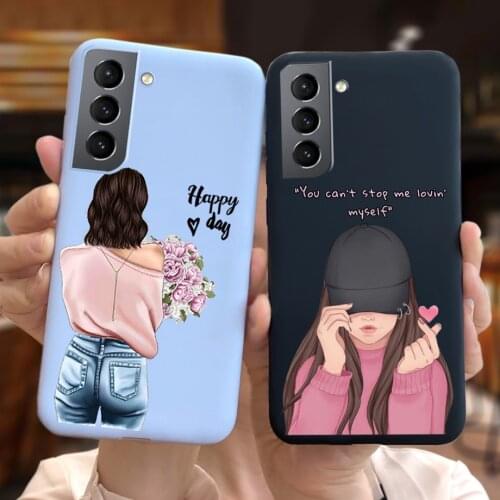 Cute Girl Painted For Samsung Galaxy S21 Case Matte Soft TPU Phone Case For Samsung Galaxy S 21 4G Samsung S21 S 21 G990F Cover