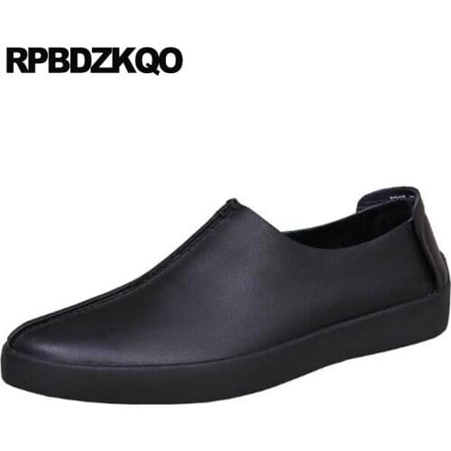 Comfort Real Leather New Black Slip On Men Shoes Casual Fashion Designer 2021 Spring And Autumn Genuine High Quality Rubber