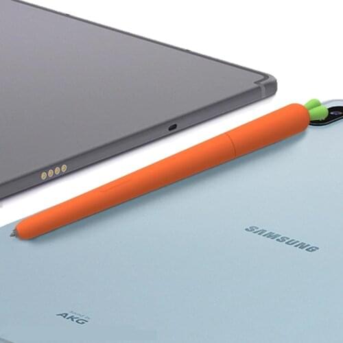 Soft carrot Silicone For Samsung Galaxy Tab S6 Lite Pen S7 S Pen pencil case Cute Cartoon Tablet Stylus Cover Casing coque