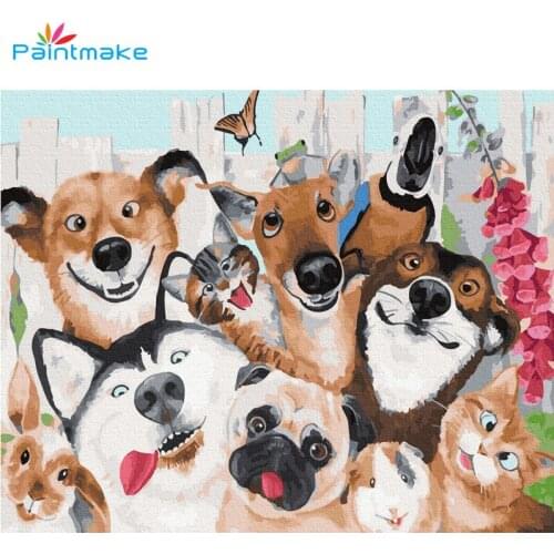 Paintmake animal DIY Painting By Numbers oil hand Painted On Canvas Unique cute For Home decor Art Picture gift GX25318