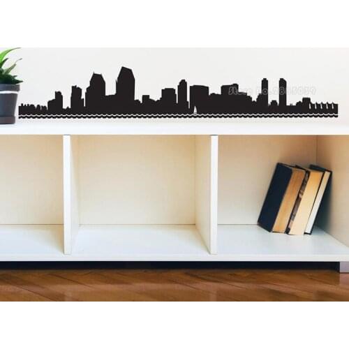 Large Size Decal San Diego City Skyline Silhouette Travel Wall Sticker Home Decoration Removable Murals Vinyl Wall Decals LL2565