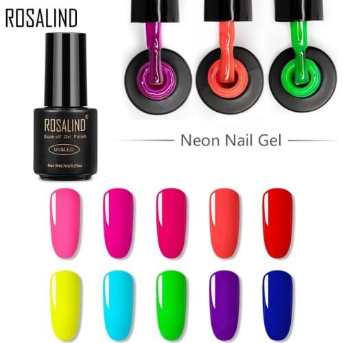 ROSALIND UV Neon Nail Gel Polish Set For Manicure 7ML Nails Hybrid Varnish Semi Permanent Gellak Soak off Primer Base Top Coat