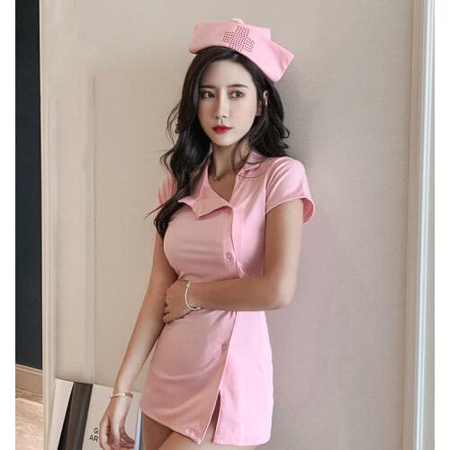 2020 New Peach Blossom Strikes Sexy Lingerie Female Cosplay Sexy Short Skirt Female Nurse Uniform Temptation Suit