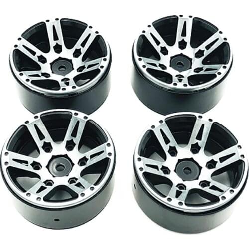 4Pcs Rc Rock Crawler Wheel Rim 1.9 Inch Beadlock For 1/10 Axial Scx10 90046 Tamiya Cc01 D90 D110 Tf2 Traxxas Trx-4(Black)