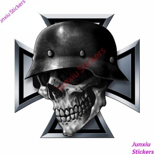 Personality Graffiti Iron Cross Skull Car Stickers for SUV JDM VAN Camper Windows Bumper Scratch-Proof Exterior Decal PVC13x13cm