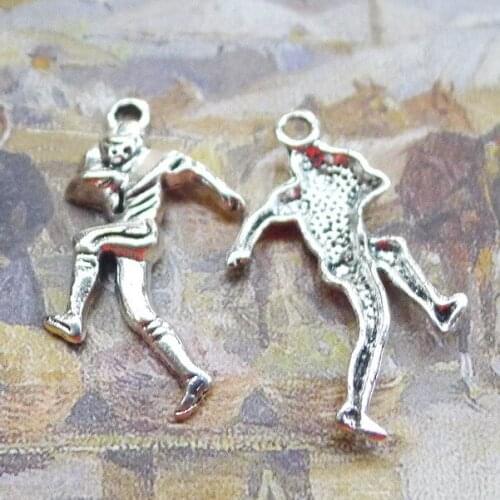 15 PCS/Lot 30mm*15mm Pendant Antique Silver Color Athlete Charms For DIY Jewelry Making DIY
