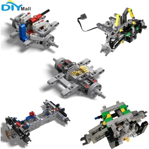 4WD Car Chassis Wheel Drive Steering Rear/Front Shock Absorber Suspension for Off-Road Vehicle Technical MOC Brick Paarts