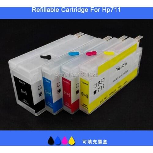 INK WAY H711 Empty Refillable ink cartridge for HP711 with CHIPS for Designjet T120 T520,pigment ink ,dye ink for your choice