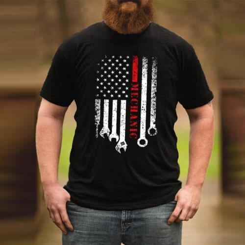 Car Mechanic American Flag Shirt 2021 USA Harajuku Shirt Streetwear Mechanic Tee Fathers Day Gift Harajuku Retro T Shirt Print T