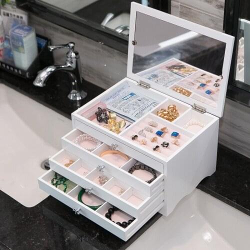 Jewelry Storage Box Household Wooden High-End Ring Box Multi-Layer Large Capacity Jewelry Box Wedding Valentines Day Gift