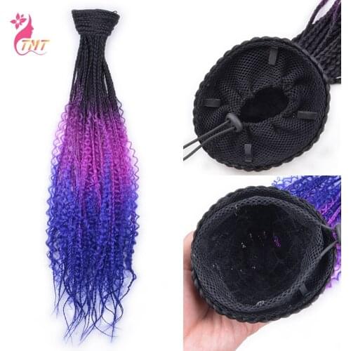 Synthetic Ponytail Hair Extension With Box Braids High Temperature Curly Pony Tail Hair Pieces Drawstring Box Braid Ponytail