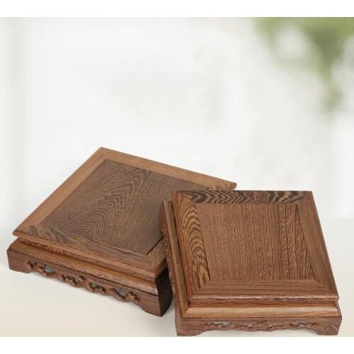 Buddha Statue Pedestal Stone Carved Base Flower Pot Vase Base Fagrant Wood Rectangle Wooden Teapots Base