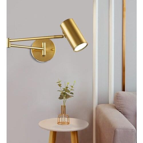 Copper Art Double Rocker Sconce Light LED Modern Minimalist Wall Lamp Creative Bedroom Bedside Study Living Room Hotel Wall Bra
