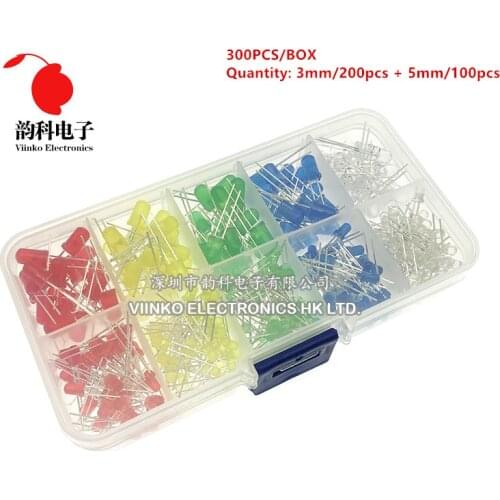 Light Emitting Diodes 5 Colors Electronic Components 3mm / 5mm Assorted Color DIY LED Light Emitting Diodes Set Box