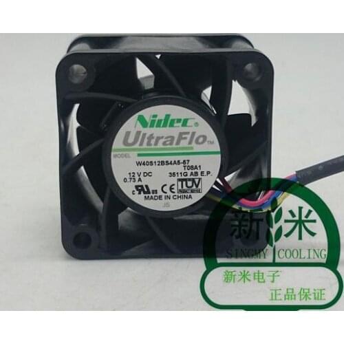 NIDEC 4028 W40S12BS4A5-57 40*40*28MM 12V 0.73A 4 lines server chassis cooling fan