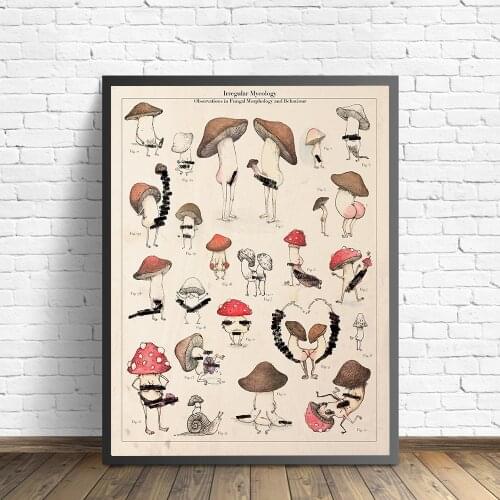 Vintage Irregular Mycology Mushroom Posters and Prints Botanical Wall Art Canvas Painting Abstract Funny Pictures For Bathroom