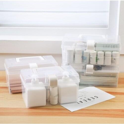 New Plastic Storage Box Transparent First Aid Box Household Medical Kit Portable Medicine Case Multi-use Home Organizer Holder