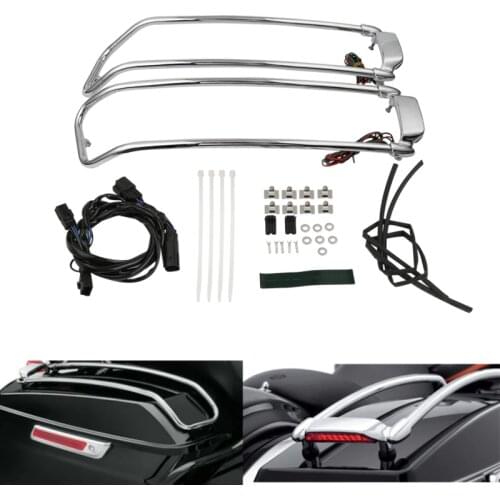 Motorcycle Saddlebag Lid Rail Guard W/ LED Brake Light For Harley Touring Road Electra Street Glide FLHR FLHTC FLHX FLTR 14-2020