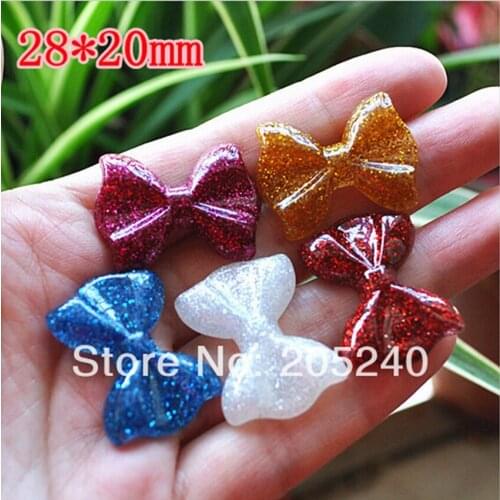 10pcs/Lot Mix 10 Design Flat Back Resin Bow Cabochons with Pearl Cute Botoes De Resina Cora Resin For DIY Phone Decoration