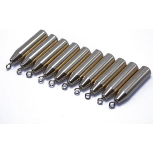 CATCHSIF 10pcs short pencil weedless fishing weights with Round fixing line Rings