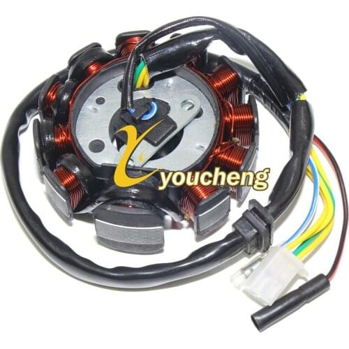 11 Coil Magneto Alternator Stator GY6 125cc Chinese Scooter Moped ATV Go Kart Quads 152QMI 157QMJ Engine 4+2 Plugs XQ-GY612511J