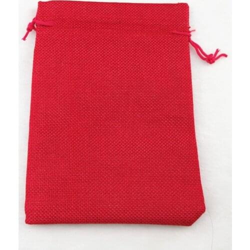 13x18cm10pcs red linen jute bag drawstring necklace jewelry package bag gift bag Wedding packaging bag