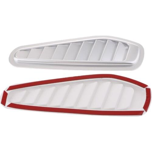 2Pcs Car Decorative Air Flow Intake Hood Scoop Bonnet Vent Cover Trim Silver