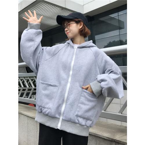 2021 New plus size Hoodies Women Harajuku streetwear kawaii oversized zip up sweatshirt clothing korean style long sleeve tops