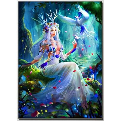 5D Home Decor Diamond Painting Forest Fairy Classical Beauty and Bird Mosaic Rhinestones Pictures Cross Stitch Embroidery JX564
