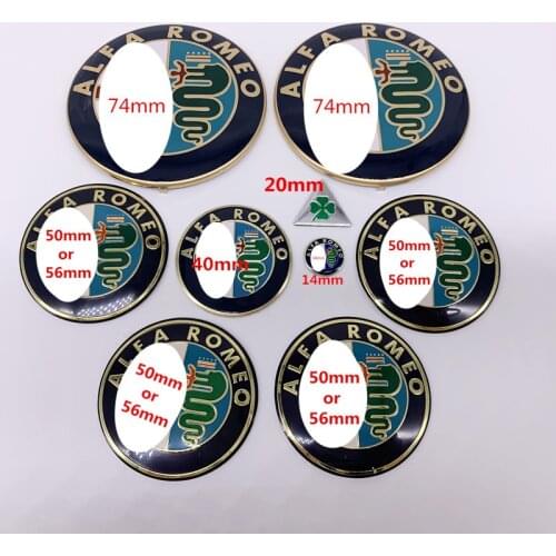 9pcs Alfa Romeo CAR Logo 74mm Hood Trunk 56MM 40MM Wheel Center Cap Emblem Brera 147 156 166 159 GT Spider Giulietta Stelvio