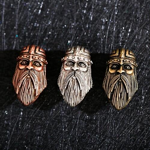 1pcs Long Beard Accessories DIY Craft Skull Bead Making Charm For Jewelry Punk Handmade Spacer Bead Copper Three Color Wholesale