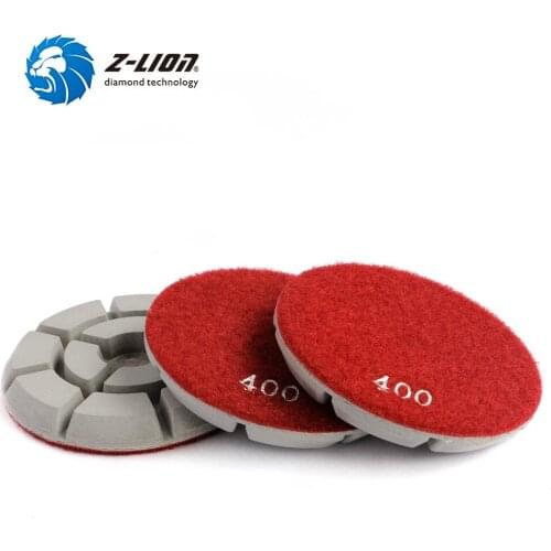 Z-Lion 4" Diamond Polishing Pads for Concrete Stone 3pcs/Lot Dry Wet Floor Polish Thickness 10mm marble Polishing