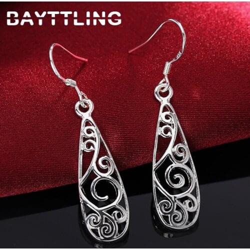 BAYTTLING Hot Sale 925 Sterling Silver Retro Exquisite Hollow Water Drop Earrings For Women Fashion Luxury Wedding Jewelry Gifts