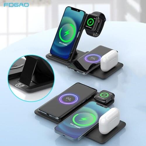 4 in 1 Qi Wireless Charger Dock Station 25W Fast Charging Stand For Airpods Pro Apple Watch 6/5/4/3/2 iPhone 12 11 Pro XS XR X 8