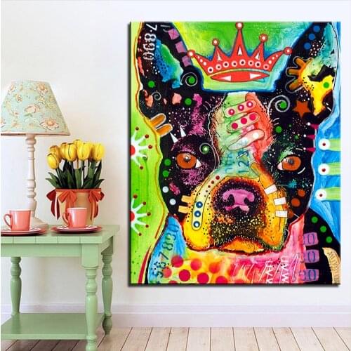 Large size Print Oil Painting Wall painting Boston Terrier Pop art Decorative Wall Art Picture For Living Room paintng No Frame