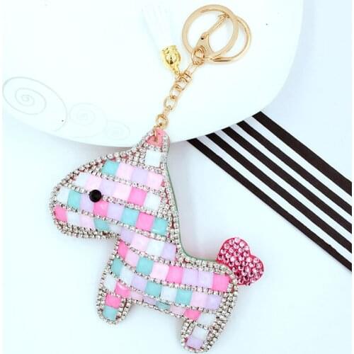 Cute Little Horse Pony Animal Key Chain Strass Keychain For Women Creative Gift Gold Metal Key Ring Bag Charm Porte Clef Toys