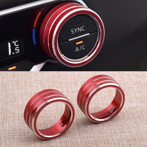 CITALL 1 Set Car Air Conditioning AC Switch Knob Rings Covers Trims Fit For Nissan Teana Altima 2019 2020 Red Aluminum Alloy