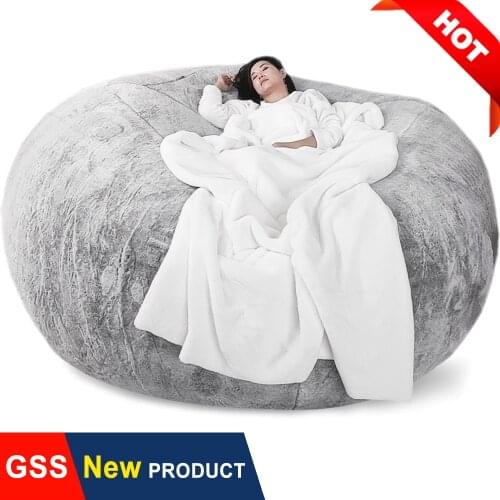 Dropshipping 180cm Giant Bean Bag Sofa Pouf No Filler Big Fluffy Beanbag Bed Puff Floor Seat Couch Futon Comfy Recliner Chair