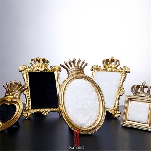 Palace royal style jewelry display stand, Gold crown photo frame, Earring storage rack, High-end photography props