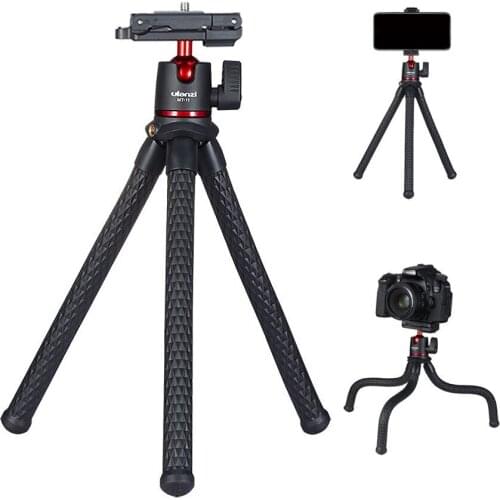 Octopus Flexible 1.2KG Payload Black Tripod with 2 in 1 Phone Clip for DSLR Camera Smartphone