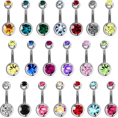 5/10/12/15Pcs Crystal Navel Belly Ring Stainless Steel Piercings Button Piercing Rings Colorful Crystal Body Jewelry Hot